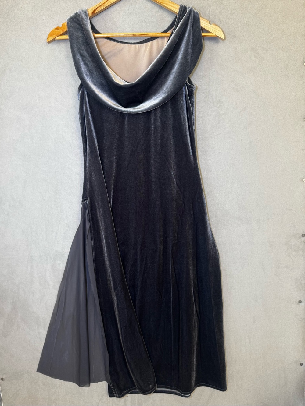 Lyrical Dance Costume XS Gray Velvet Leotard Dress Chiffon Contemporary